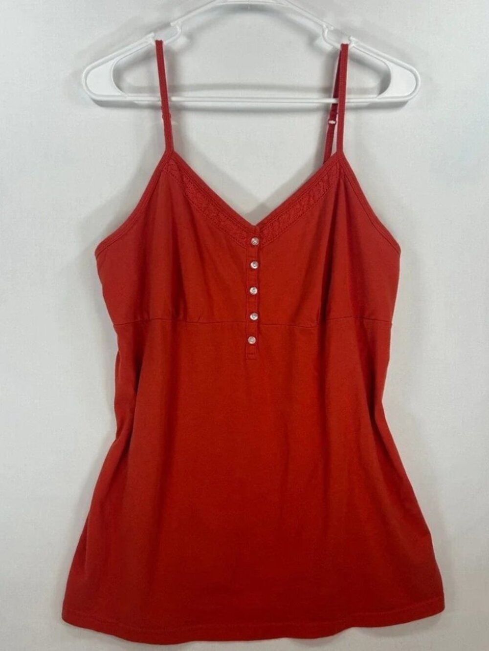 Faded Glory Red Cotton Lace-Trim Cami Top Size XL (16/18)